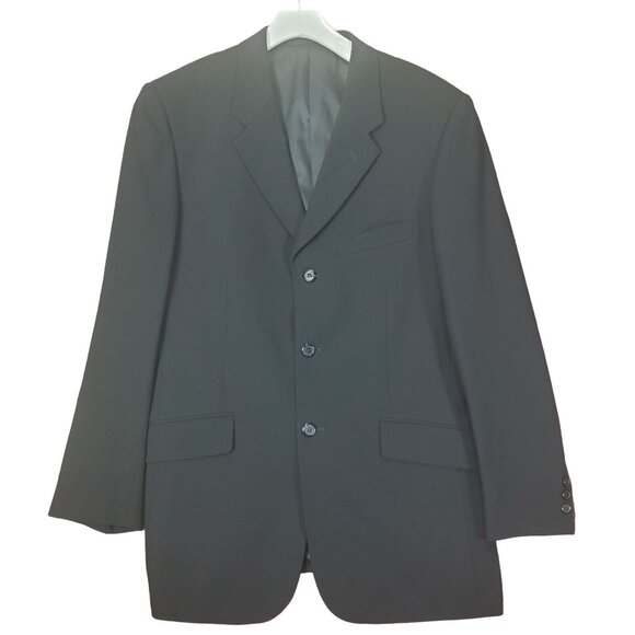 OXFORD Mens Sports Coat SZ 37R Byran 100% Wool Black 3‎ Button Business 96R - Picture 1 of 11
